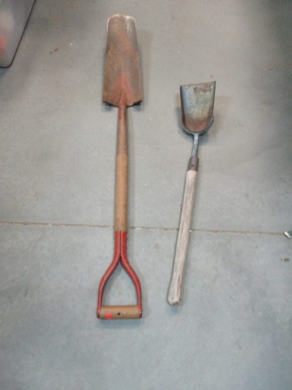 Ditching Shovel and Vintage Fire Shovel.