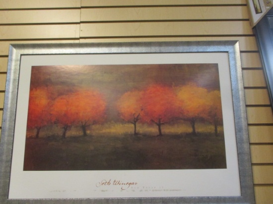Framed Art Landscape Print by Seth Winegar Titled Red Trees II.