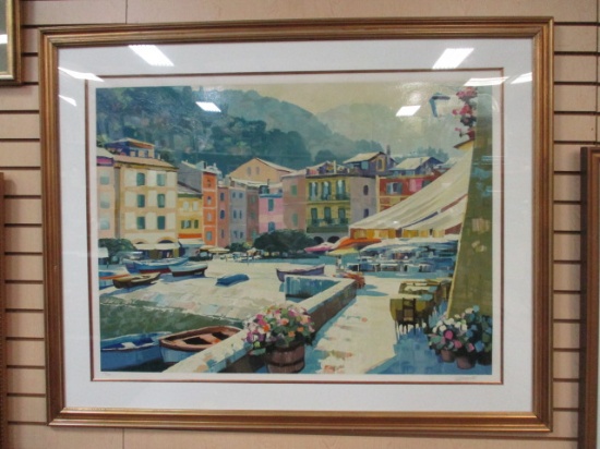 Print "Portofino Light'' 179/300 by Howard Behrens, Charming Fishing Village.