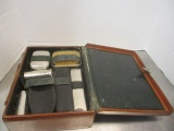 Vintage Men's Travel Toiletry Set in Leather Box.