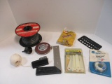 Box Lot, Electric Fence 17 Gauge Wire, Craftsman 50' Steel Tape Measure, Bits, Solder, Misc.