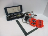 Black & Decker Drill Bits in Case and Drill, Powers On, Level.