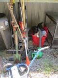 Yard Tools, Rake, Shovel Ext., Toro Blower, Push Broom, Plant Hanger.