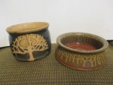 Handmade Pottery Bowl Signed Ray and Pottery Candle Holder.