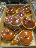 Eight Ironstone Individual Soup/Chili Pots With Lids.