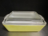 Vintage Pyrex Yellow Glass Refrigerator Dish with Lid.