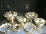 Silverplate Bowls and Gravy Boat, Six Pieces.