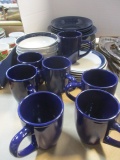 Thirty One Pieces of Royal Blue and Cream Dinnerware. Japan, China, Royal Norfolk.