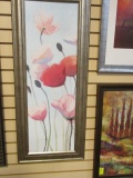 Framed Wall Art  of Pink and Red Poppies Signed Novak.