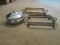 Two Silverplated Rectangular Serving Dish Stands and Round Covered Serving Dish