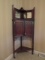 Antique Carved Mahogany Corner Cabinet with Beveled Mirrors