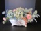 Vintage Ironstone Transferware Handled Planter/Bowl with Silk Arrangement
