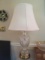 Heavy Wildwood Crystal Table Lamp with Gold Tone Metal Base