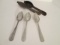Antique Brass Table Spoon Mold and Three Molded Lead Spoons
