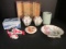 Asian Motif Porcelain Jars, Trinket Boxes, Shell Dish, Pottery Koi, Pottery Vase
