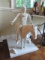 Folk Art Carved Wooden Native American Brave on Bare Back Horse Statue