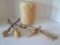Signed Hand Carved Tribal Drum with Stretched Leather Head, Three Leather Mallet