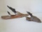 Two Folk Art Hand Carved Wood Leaping Dolphin Sculptures