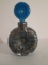 Vintage Hand Blown Art Glass Perfume Bottle with Sterling Overlay Design