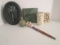 Pottery Relief Plaques, Dragon Fly Stoppered Bottle, Stone Head Jar and
