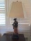 Sun-Lite Marble and Bronzed Figural Lamp of Man with Bird
