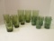 Midcentury Avocado Green Thumbprint Design Glassware