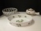 Parsley Oven to Table Cookware, Woven Pottery Bread Basket and Flame-Chef Sauce Pot