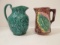Vintage Wedgwood Pottery Pitcher and Majolica Milk Pitcher