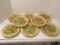 Eight Royal Crown German Majolica Pottery Plates with Leaf Motif
