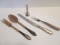 Weighted Sterling Handle Serrated Knife, Sterling Handle Wood Bowl Salad Set,