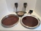 Two Silverplated Rimmed Serving Trays, Pair of Toasting Goblets, Wine Coaster and