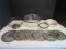 Glass Serving Bowls with Silverplated Rims and Silverplated Overlay Glass Trivets