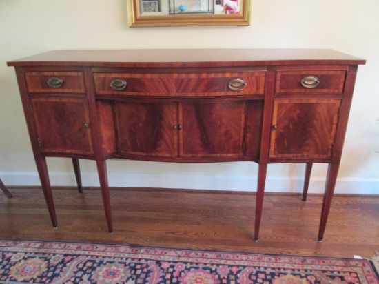 Beautiful Hickory Chair Co. Neo Classical Style Banded Mahogany Bowfront Buffet Server
