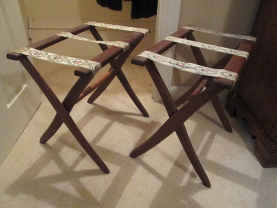 Pair of Wood Folding Luggage Racks