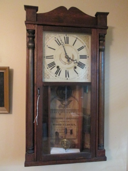 1858 G.W. Bartholomew Charleston, SC "Wood Clock" Weight Driven Regulator Clock