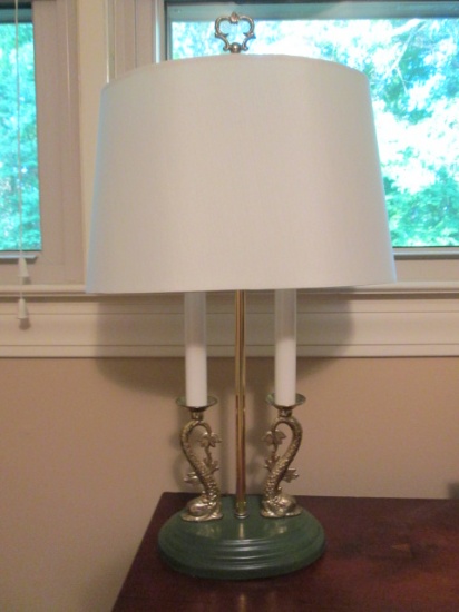 Brass Dolphin Fish Candlestick Lamp
