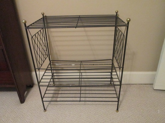 Midcentury Black Metal Wire Rack