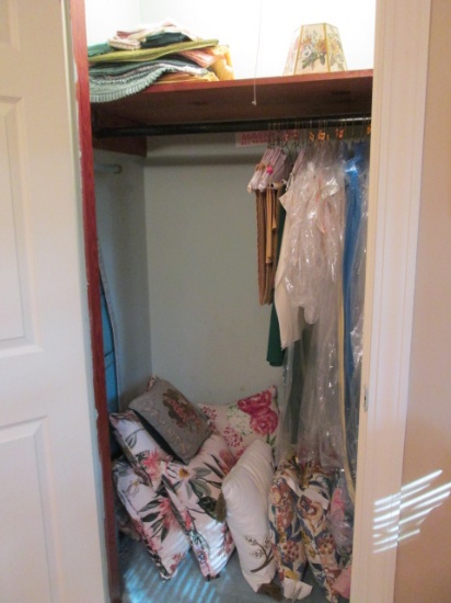 Grouping of Table Cloths, Napkins, Accent Pillows and Ironing Board