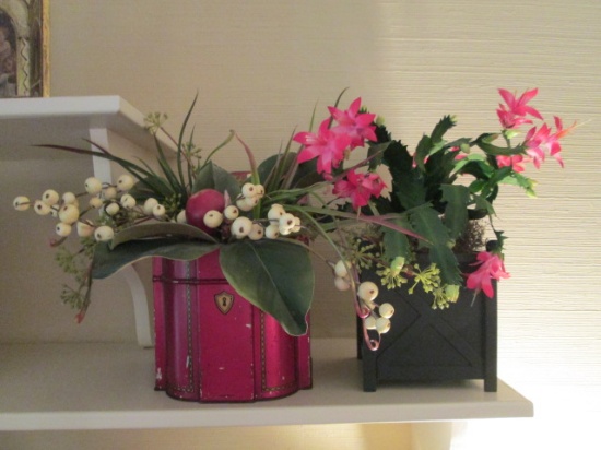 Two Artificial Floral Arrangements in Planters