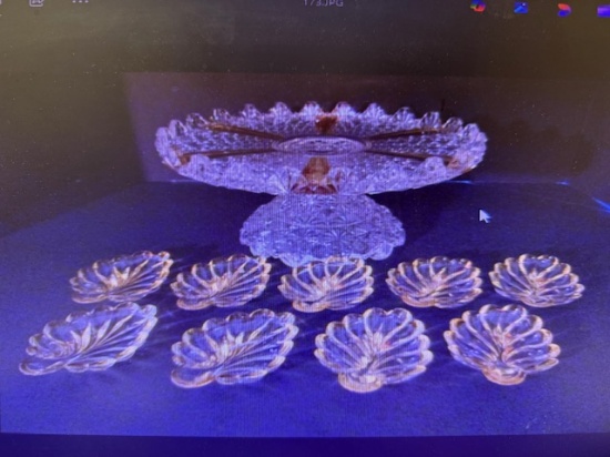Vintage Daisy and Button and Amber/Yellow Panels Cake/Dessert Pedestal and