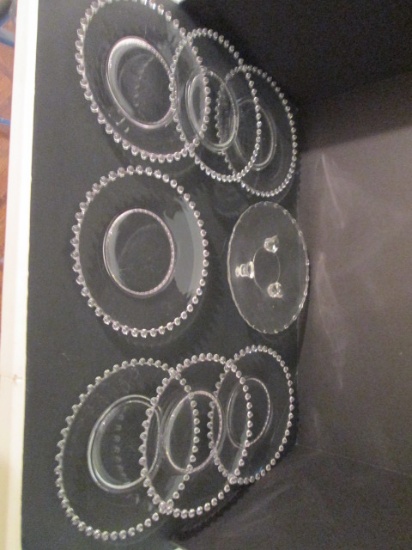 Seven Candlewick Plates and Century Footed Bonbon Dish