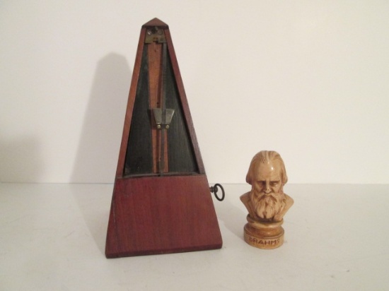 Vintage Metronome and "Brahms" Composer Bust Figure
