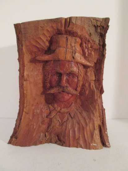 1992 Signed "GT" Rustic Live Edge Folk Art  Portrait