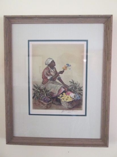 Elizabeth O'Neill Verner Signed "Mary, Flower Woman of Charleston" Print
