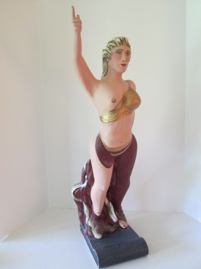 2001 Signed "GT" Handpainted Carved Woman Ship's Figure Head