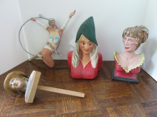 Rustic Hand Carved Woman Busts