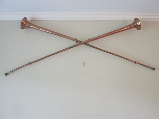 Pair of Copper and Brass Hunting Horns