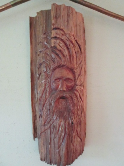 1991 Signed "GT" Rustic Carved Folk Art Wind Spirit