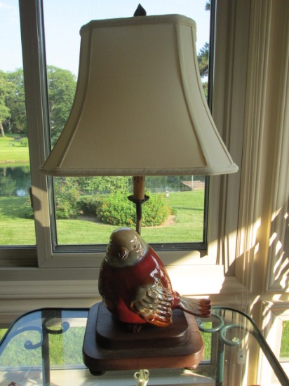 Glazed Songbird Candlestick Table Lamp