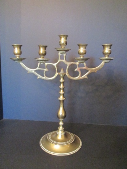 Heavy 5 Lite Brass Candelabra
